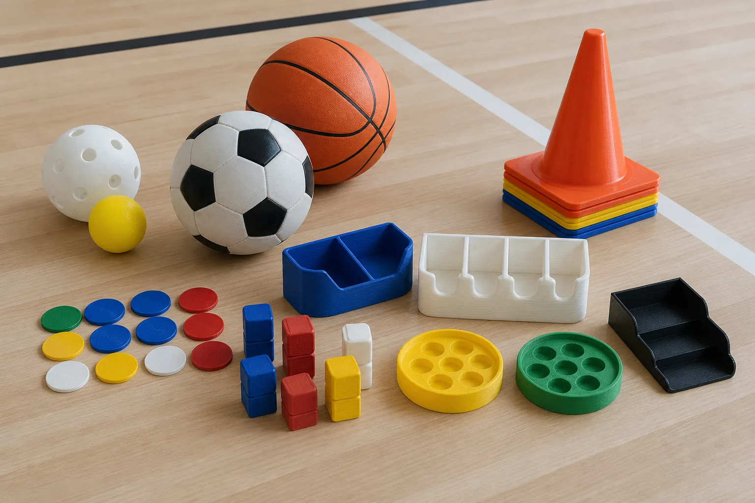Accesorios impresos para organizar una práctica deportiva